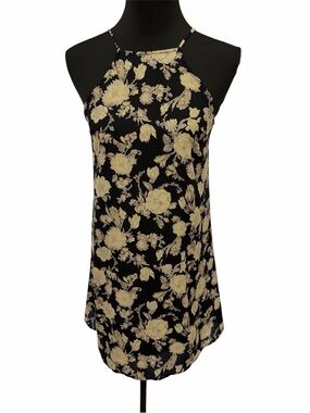 Lush XS Black White Floral Halter Mini Dress Slip Feminine Summer